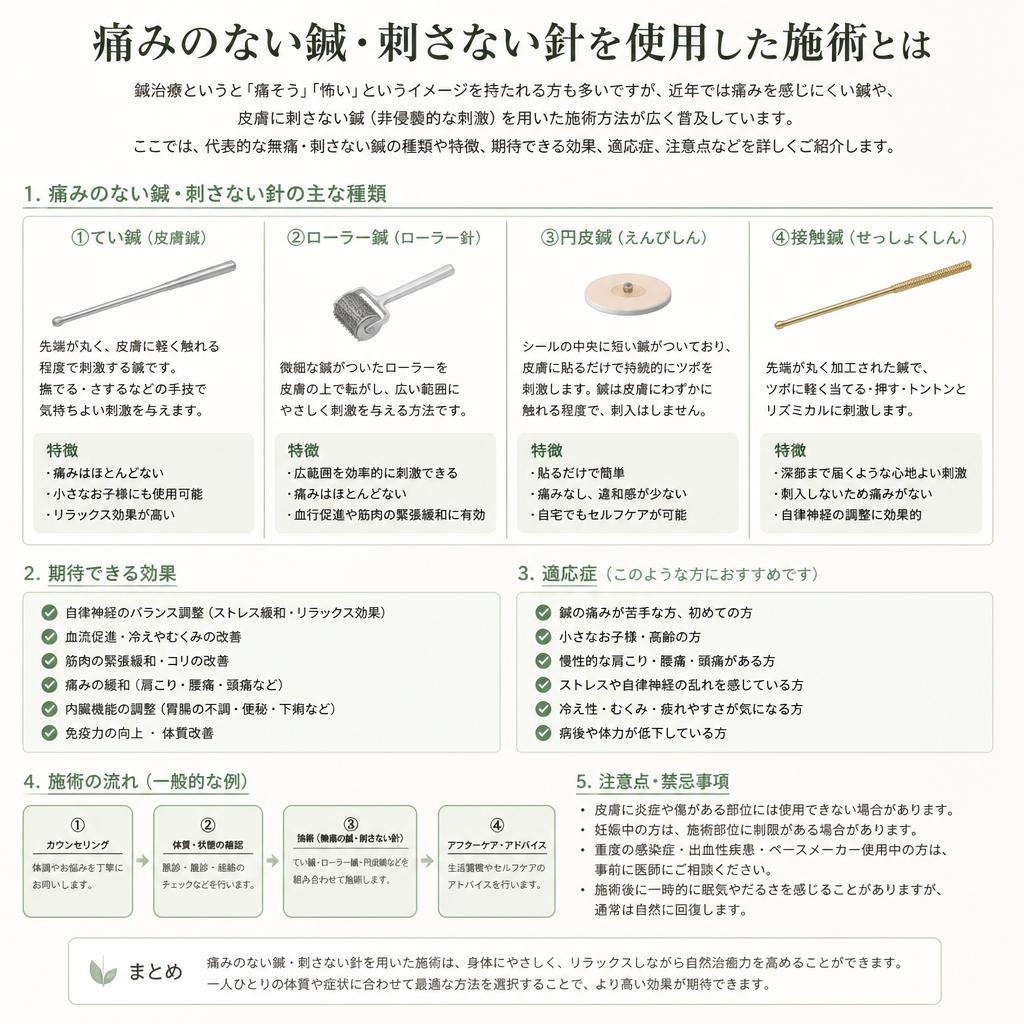 痛みが少ない、安心の施術方法