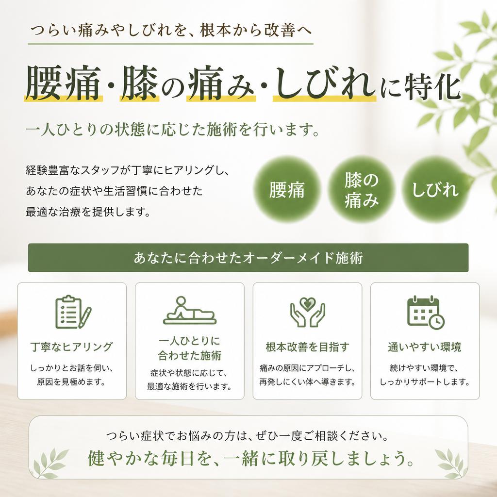 痛みの緩和に特化した施術