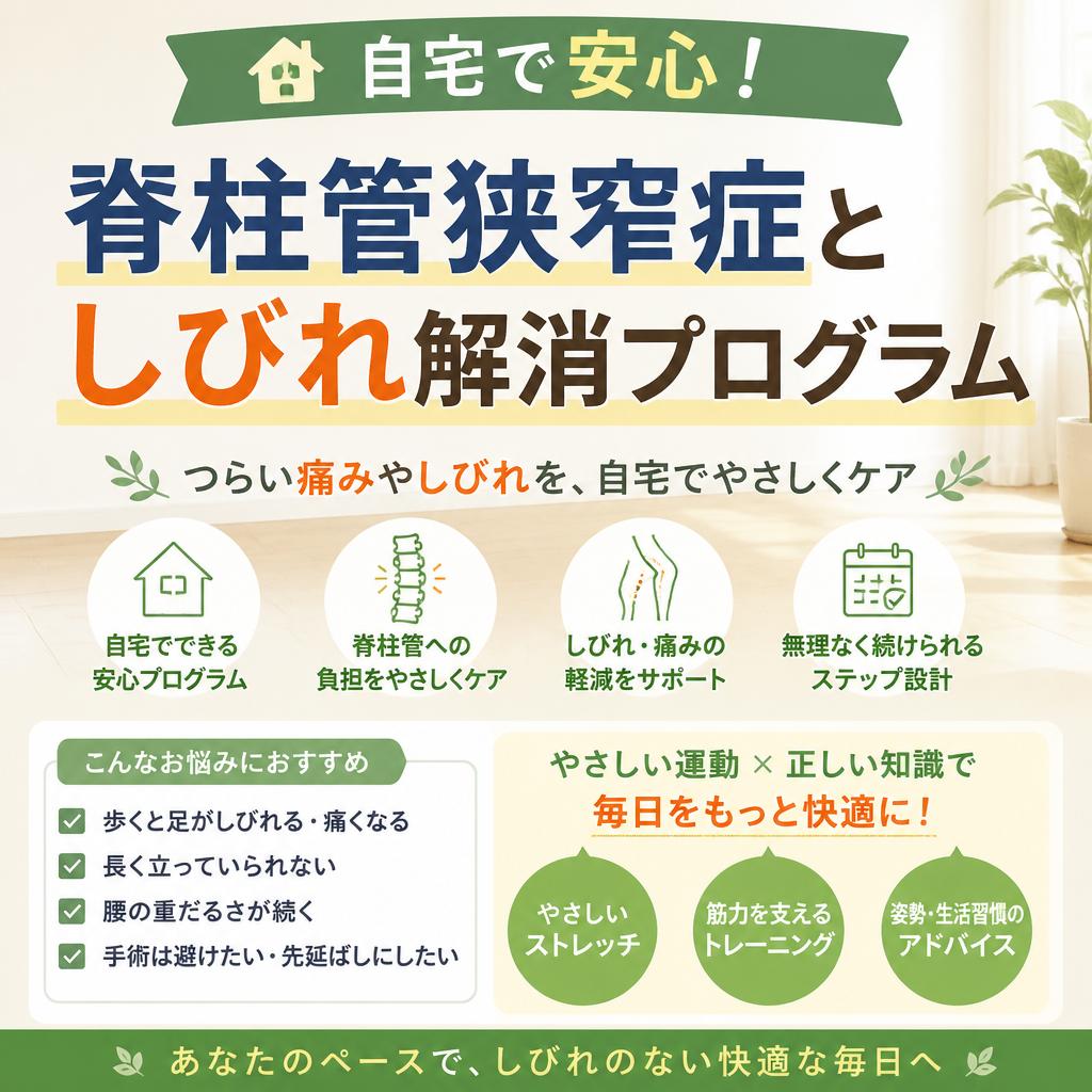 自宅で安心！脊柱管狭窄症としびれ解消プログラム